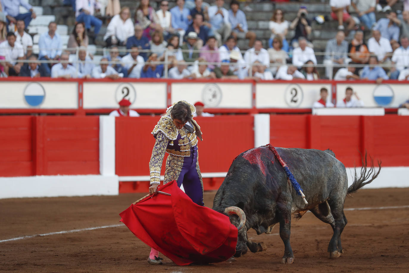 Uno de los pasos de la faena del toro indultado.