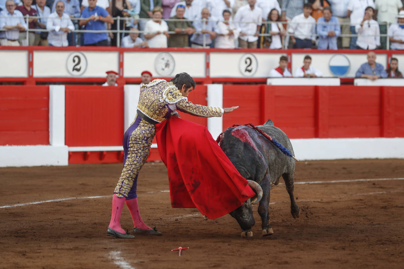 Uno de los pasos de la faena del toro indultado.