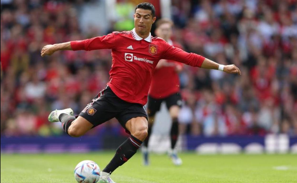 Cristiano Ronaldo, durante el partido entre el Manchester United y el Rayo Vallecano.