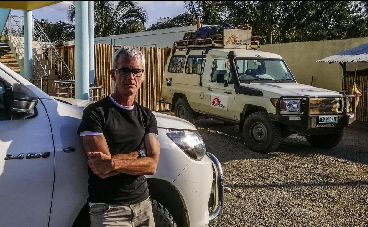 José Luis Vázquez, en el campamento base de su actual misión en Mozambique. 