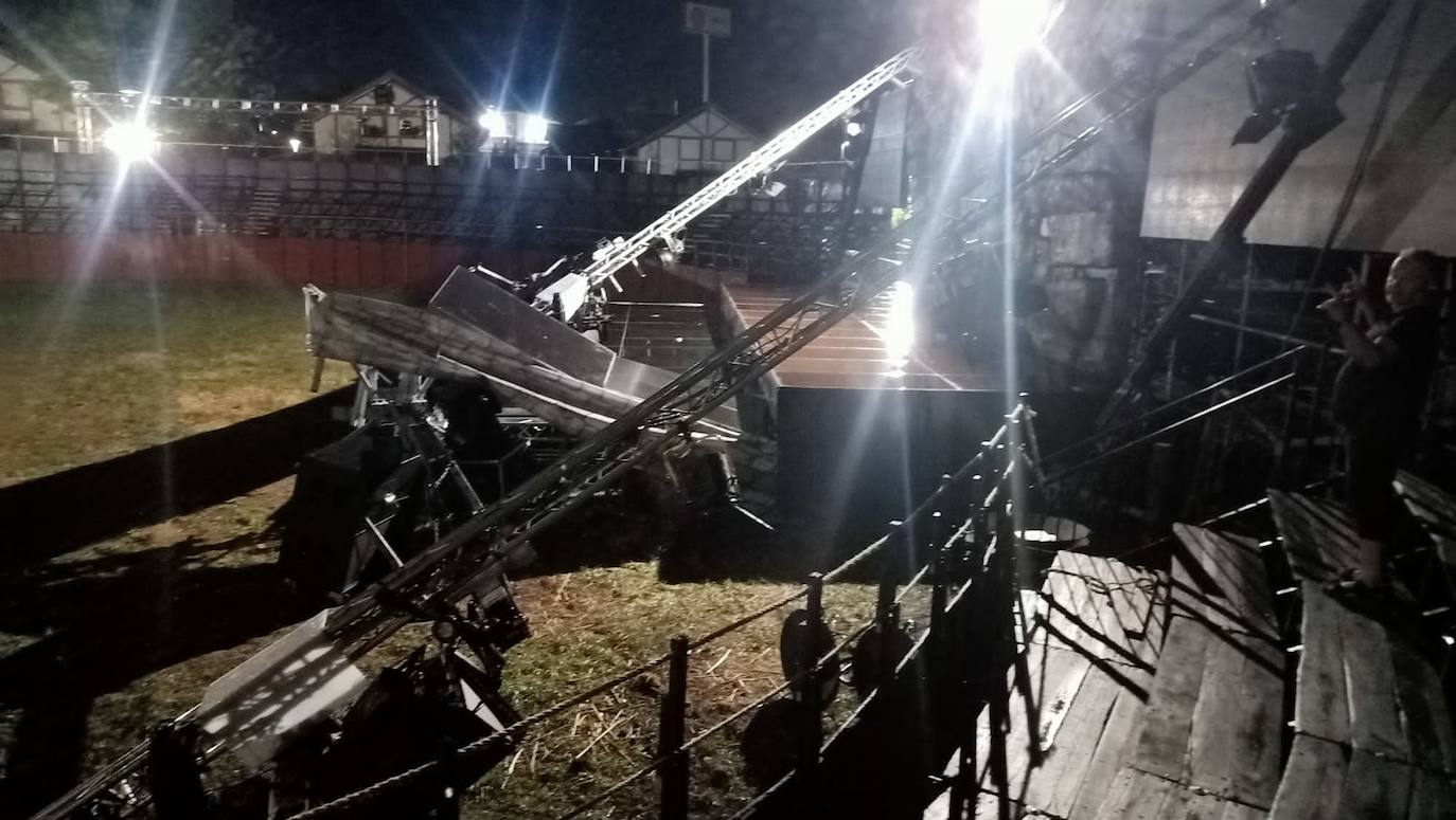 Fotos: Destrozos provocados por la tormenta en el recinto de la fiesta de las Guerras Cántabras