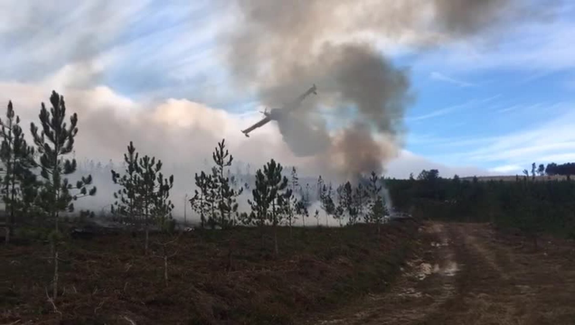 Dos aviones anfibio del Ministerio colaboran en la extinción de un incendio en Bustasur