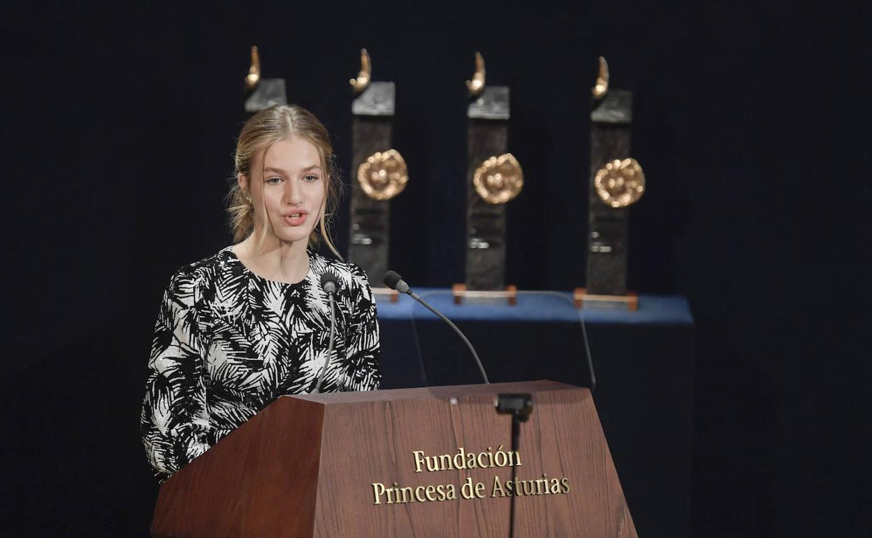 Leonor en la ceremonia de entrega de la 42 edición de los Premios Princesa de Asturias.