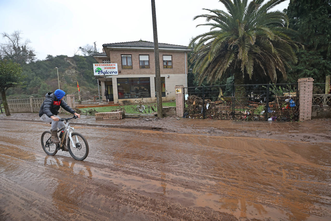 Inundaciones por crecida del río Saja en Caranceja.