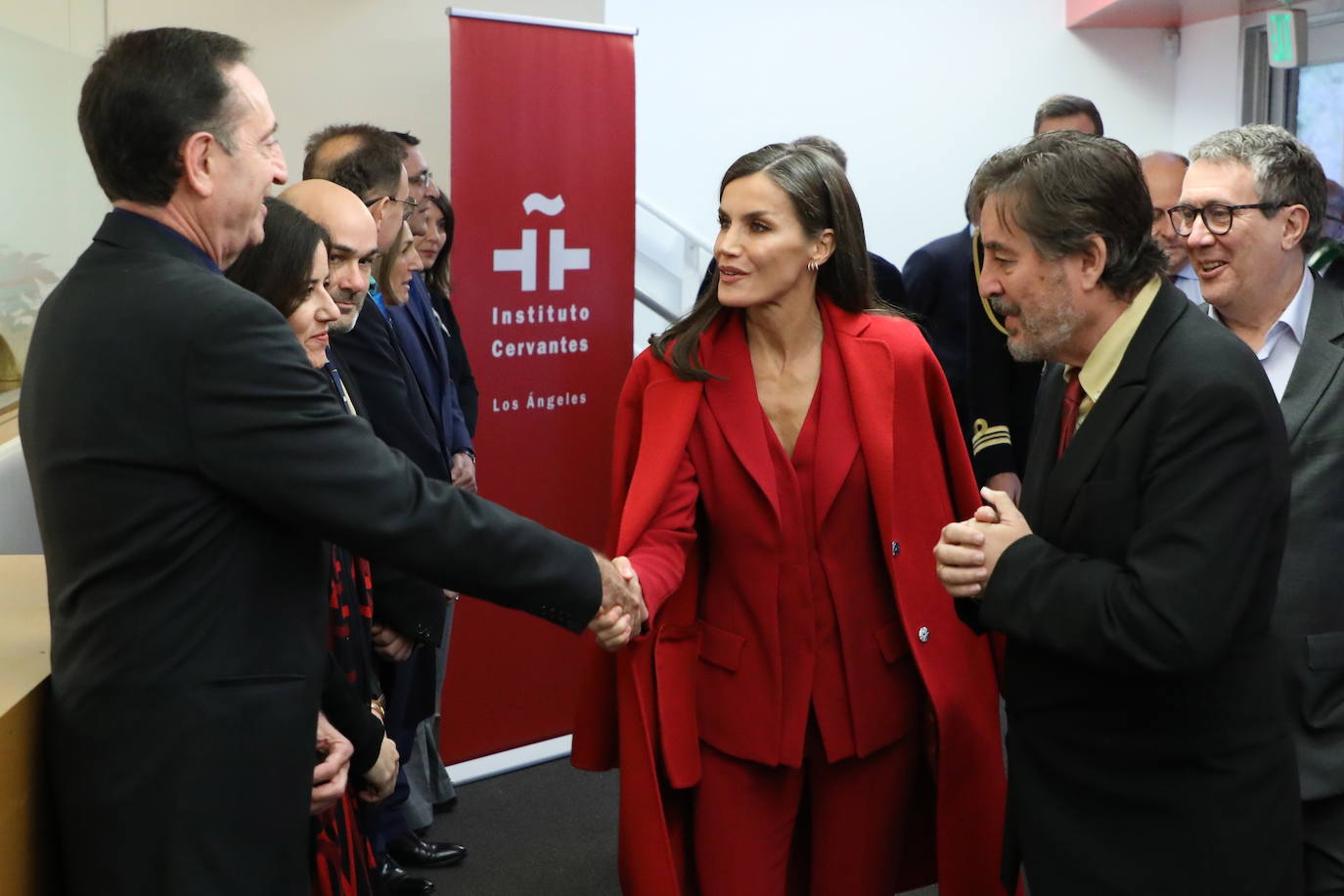 Fotos: Doña Letizia recupera en Estados Unidos el traje rojo que alarga la figura