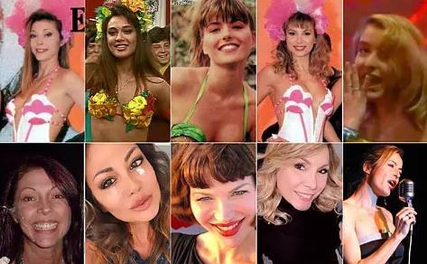 De izquierda a derecha: Stephania (en el pasado y ahora); Patrizia Cavaliere, Patrizia Fabbian, Daniela Lodigiani y Susy Wender, cinco de las seis Mama Chicho originales de Telecinco. 