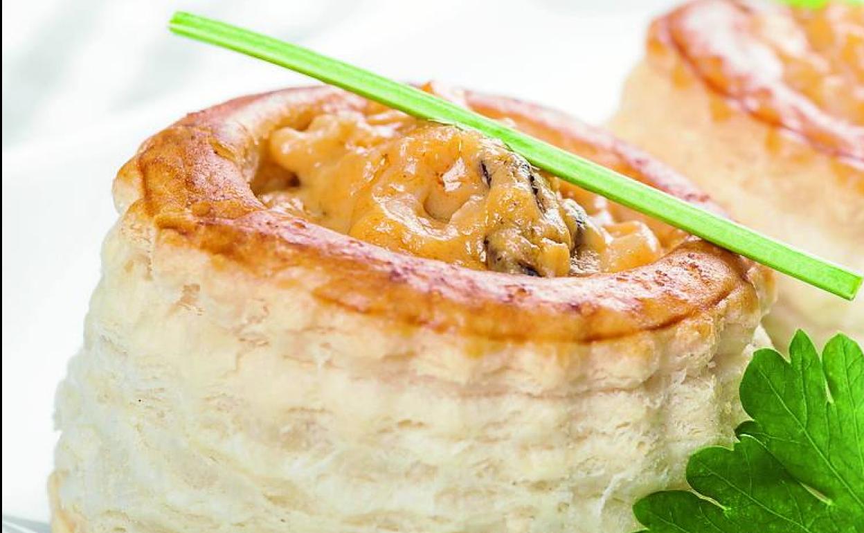 Un volavan de boletus dulces, aperitivo muy festivo.