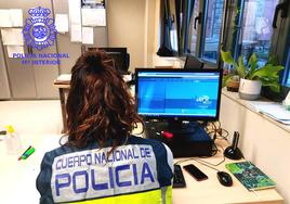 Una agente del departamento de la Policía Nacional especializado en delitos informáticos y estafas bancarias