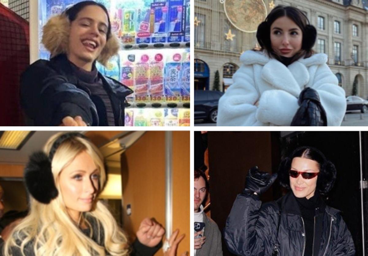 Rosalía, Alexandra Pereira, Paris Hilton y Bella Hadid luciendo orejeras.