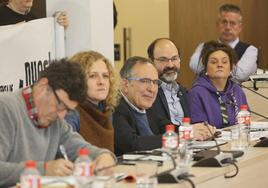 Bernardo Bustillo, Patricia Portilla, Cruz Viadero, José Luis Urraca y Esther Vélez, en el último pleno de la Corporación.