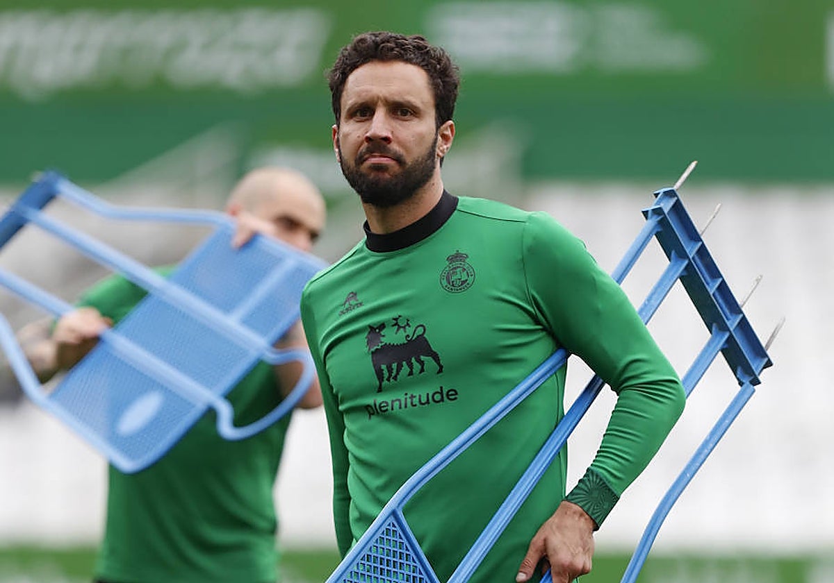Germán, durante un entrenamiento con el Racing.