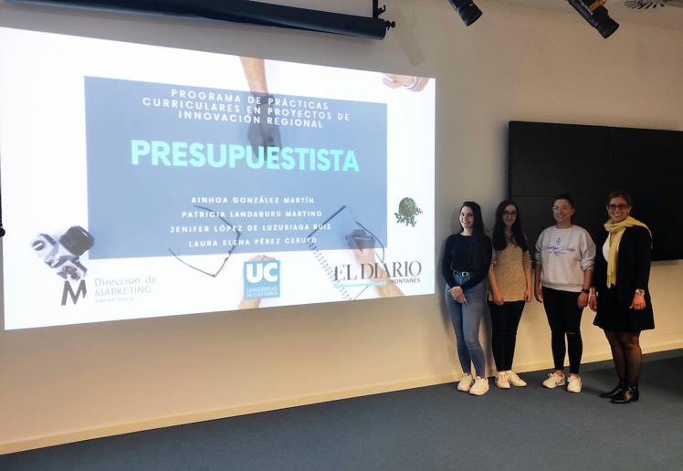 Ainhoa González, Patricia Landaburu, Jenifer López de Luzuriaga y Laura Pérez presentaron su proyecto «Presupuestista».