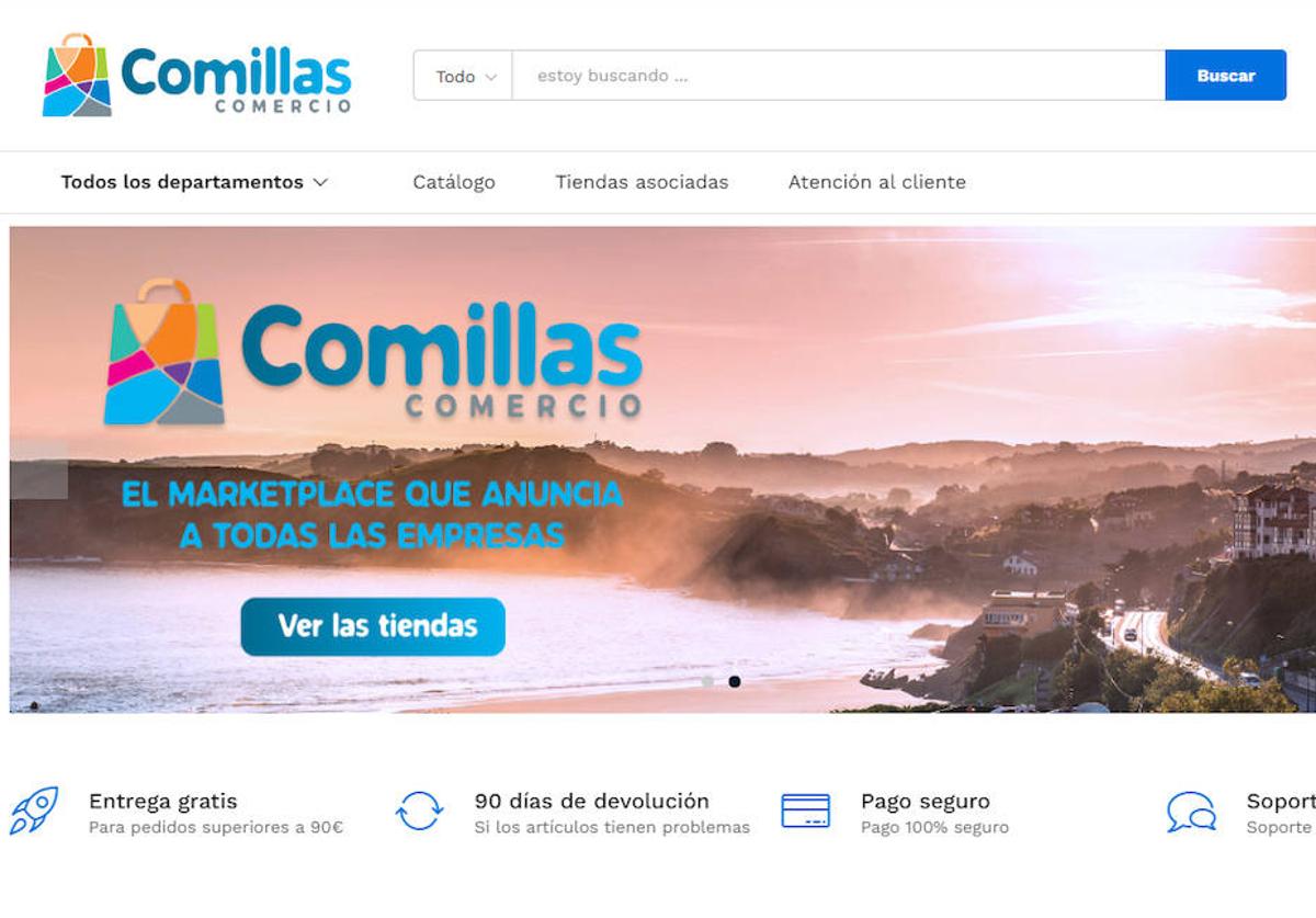 Imagen de la página web comerciocomillas.com plataforma digital del comercio local.