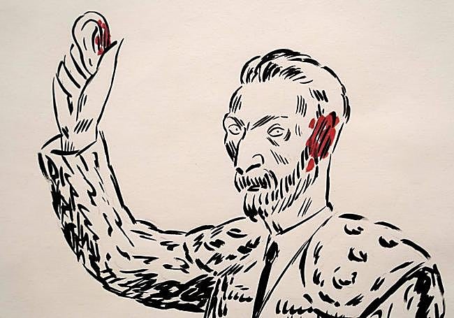 Una de las 200 obras de la 'Exposición OPS, El Roto, Rábago'.