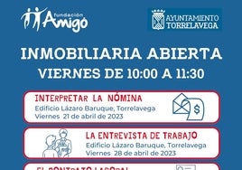 Cartel de los talleres, organizados en colaboración con la Obra Social La Caixa.