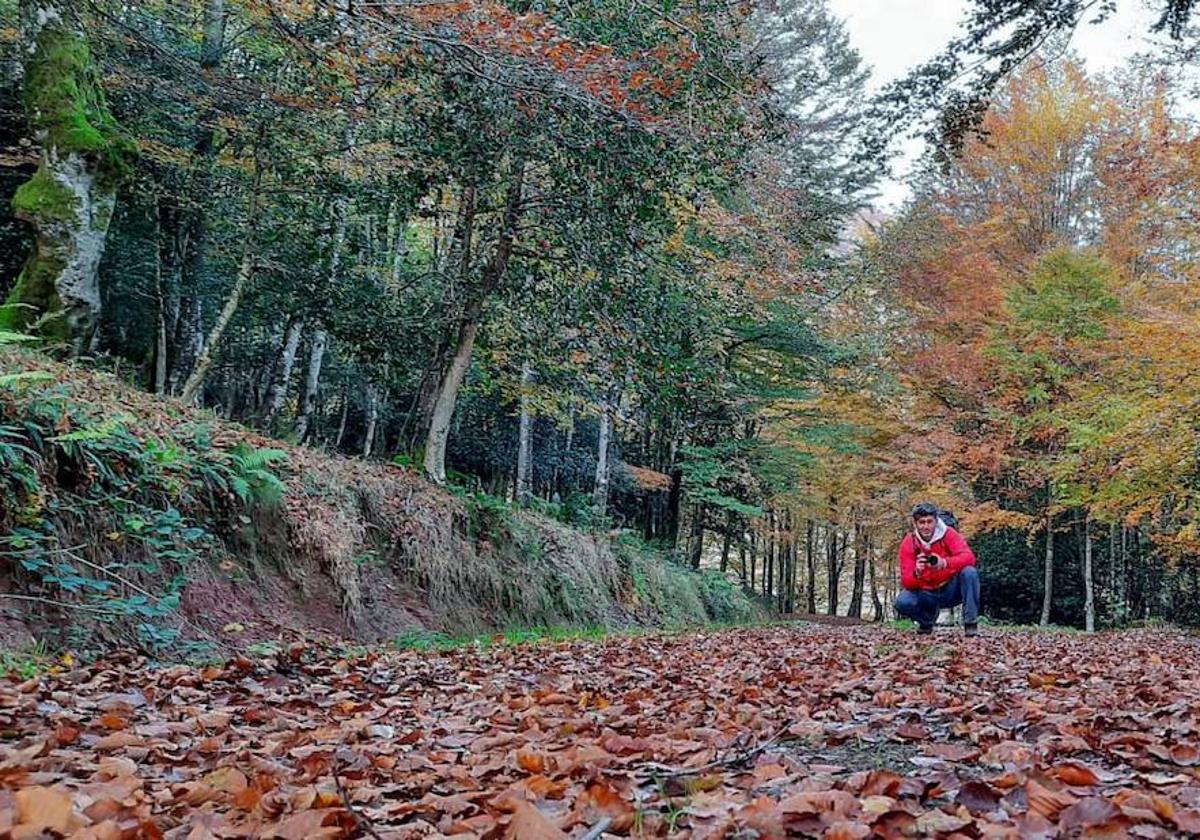 Javier Rodríguez Sánchez, durante la ruta por el bosque de Montabliz.