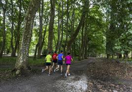 Un grupo de atletas entrena en el parque de Las Tablas, conocido popularmente como El Patatal.