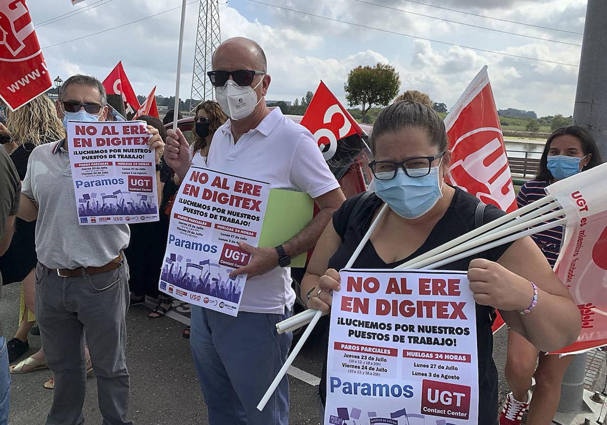 Protestas de los trabajadores de Digitex en julio de 2020 por otro ERE planteado por la empresa.