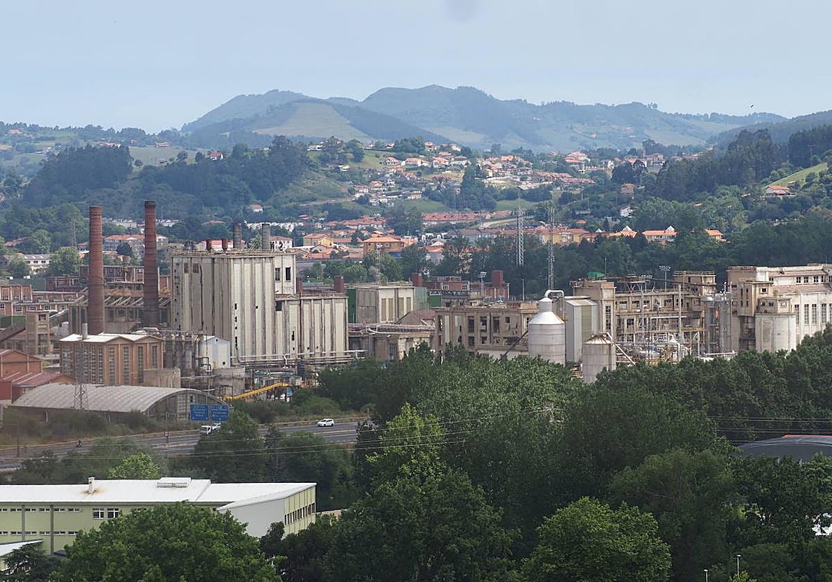 Instalaciones de Sniace en Torrelavega en junio de 2022, con la actividad parada desde febrero de 2020.