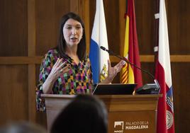 Merche Zubiaga durante su intervención en el congreso que se celebró en el Palacio de la Magdalena.