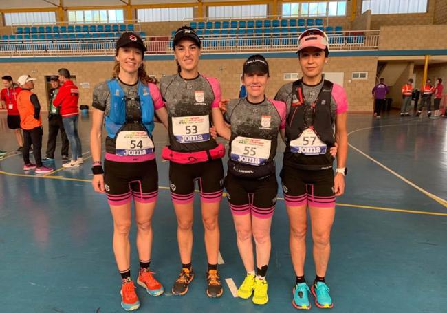 Cuarteto absoluto femenino que luchó en este Nacional por federaciones.