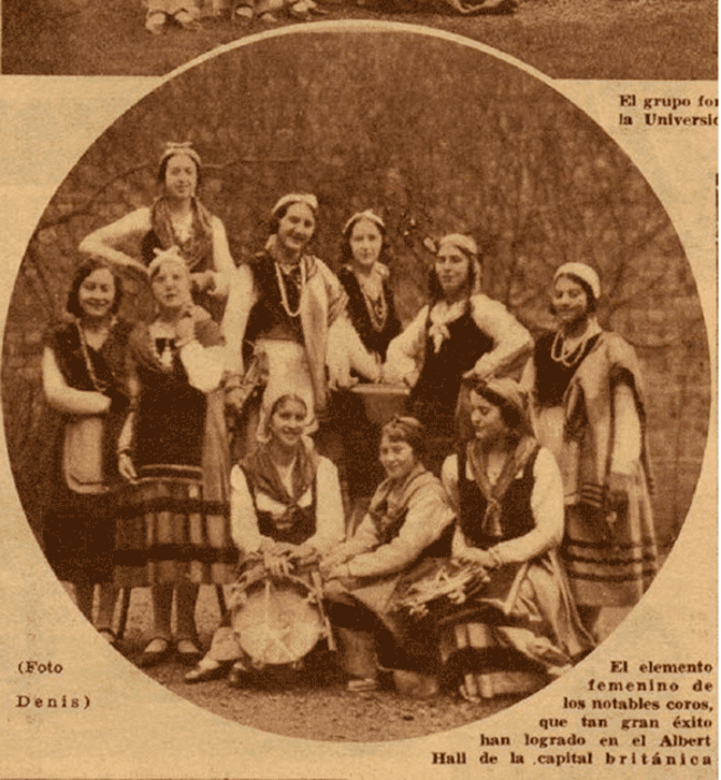 Integrantes del Coro Campesino en Londres. Rotativo 'Ahora', 1932.