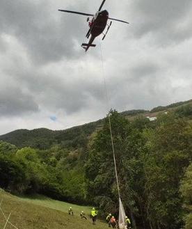 Imagen secundaria 2 - El helicóptero del Gobierno rescata por el aire a una vaca de 500 kilos que se había roto una pata