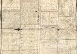 Carteles, mapas, un documento de taquigrafía (como el que aparece sobre estas líneas), integran la muestra.