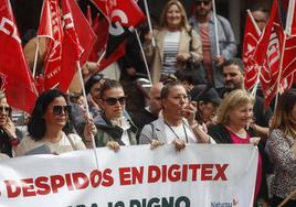 Protesta de los trabajadores de Digitex, días atrás en Santander.