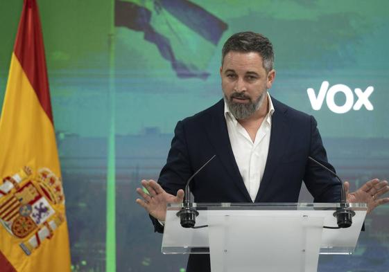 Abascal ha ejercido este lunes como portavoz de Vox en la rueda de prensa posterior a su Comité de Acción Política