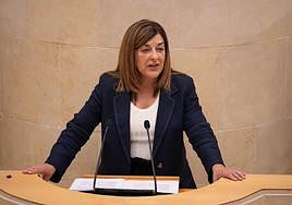 María José Sáenz de Buruaga, durante su intervención de este jueves en el Parlamento