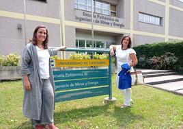 Ana del Campo y Astrid Illán, ponente y directora del curso, en la sede de la UC en Torrelavega.