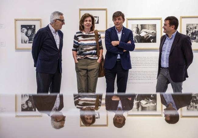 José Lebrero, María José Salazar, Carlos Andradas y Santiago Díaz Fraile, en la apertura de la exposición en el Palacete.