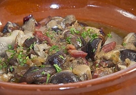 Setas salteadas con jamón.