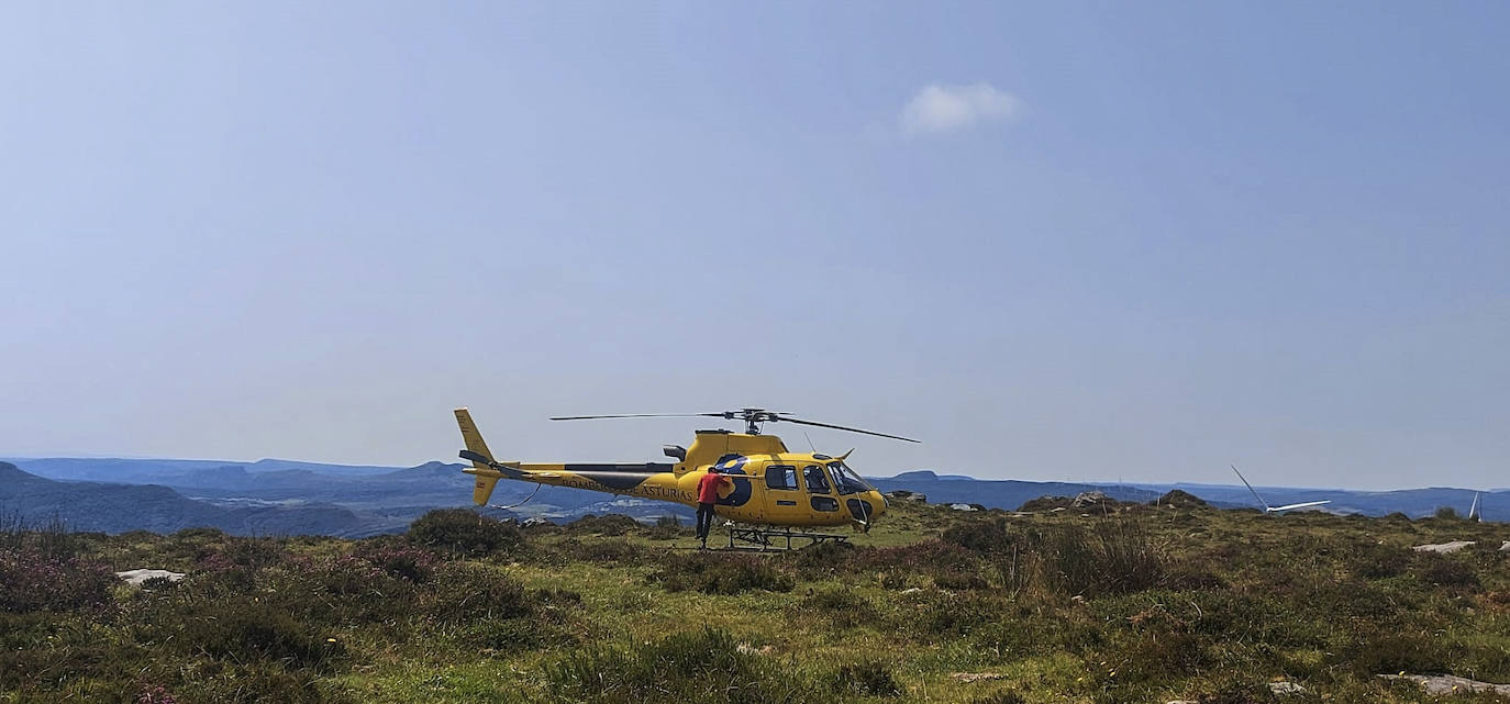 Helicóptero del 112 de Asturias que efectuó el rescate del animal