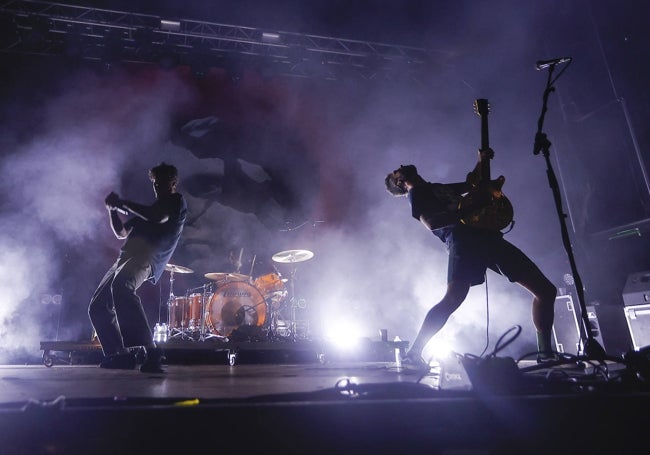 Desakato, ayer, durante su concierto en la capital del Besaya.