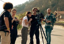 Un momento del rodaje del cortometraje 'Tres palabras' de la realizadora Sara Fortuna.