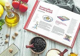Imagen de las páginas del libro dedicadas a la icónica receta de Ratatouille.