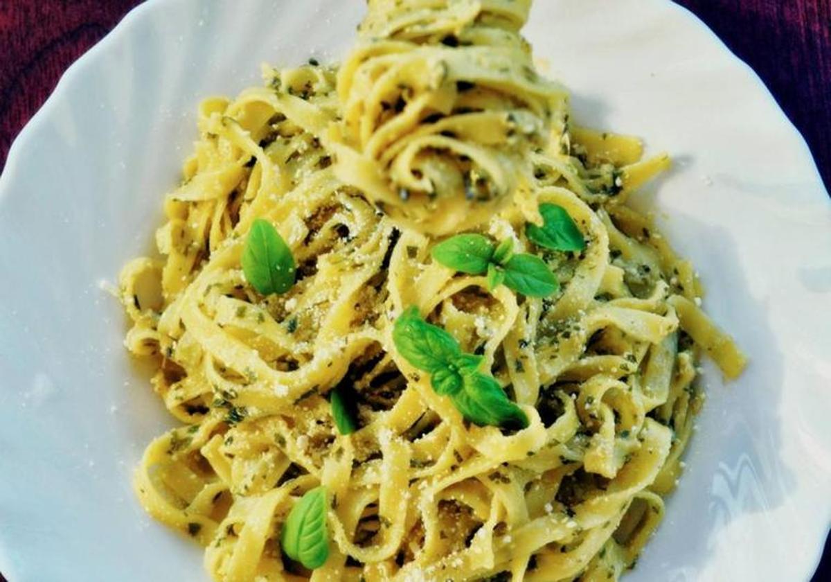 Receta del día: Espaguetis con pesto de espinacas