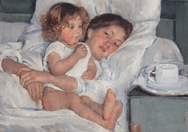 Mary Cassat. 'Desayuno en la cama', 1897. Óleo sobre lienzo. 58,4 × 73,7 cm.