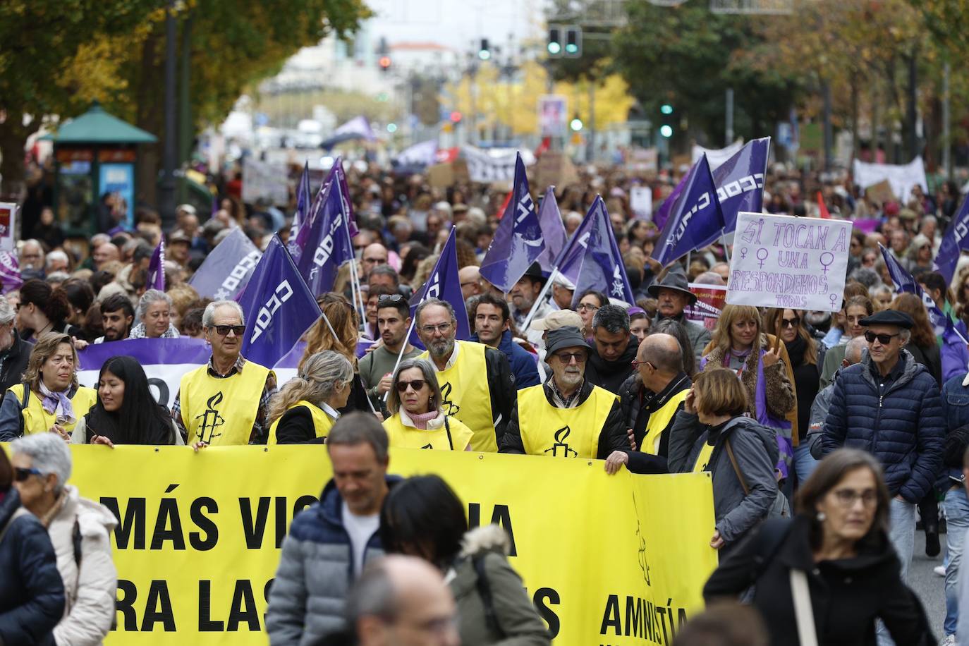 Las manifestantes tardaron una hora y media en llegar al Ayuntamiento desde Puertochico. 