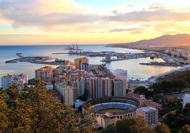 Vista aérea de Málaga.