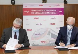 En diciembre de 2020, Isaías Táboas y Andrés Arizkorreta firman el contrato como presidentes de Renfe y CAF.