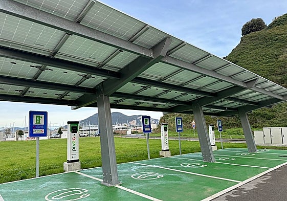 Puntos de recarga de vehículos eléctricos en el puerto de Laredo.