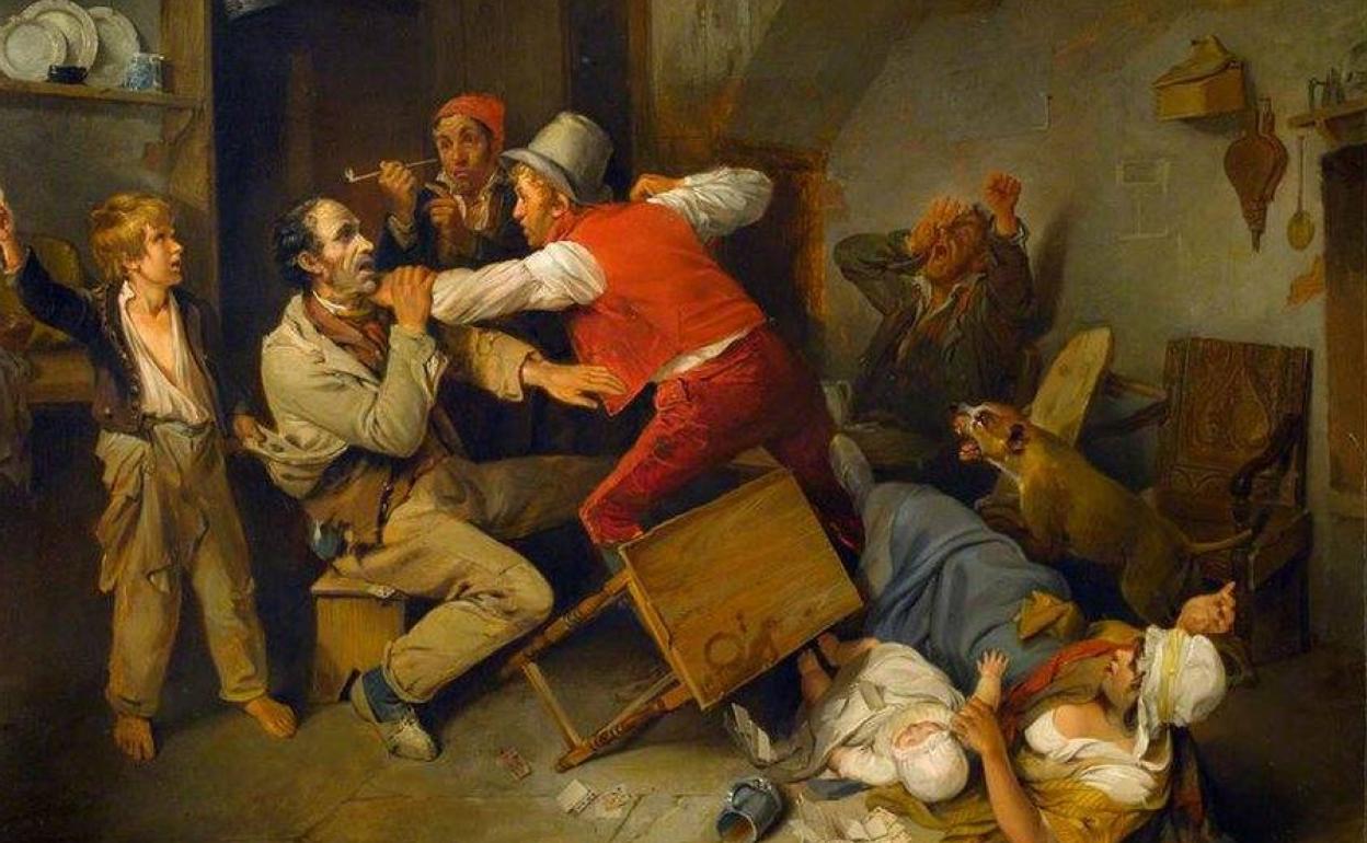 'The cheat detected' (el embustero detectado), cuadro de 1814, pintado por Edward Bird.