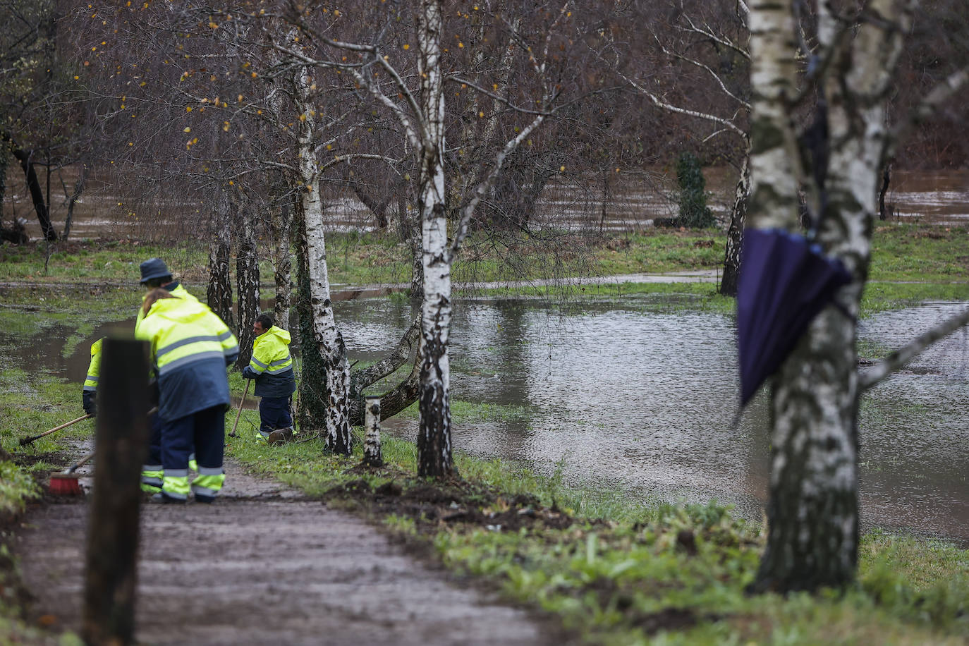 Inundación en el Parque de El Patatal, en Torrelavega.