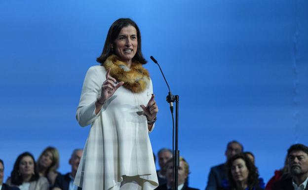 Gema Igual, durante su intervención de este domingo en el acto del PP celebrado en Madrid