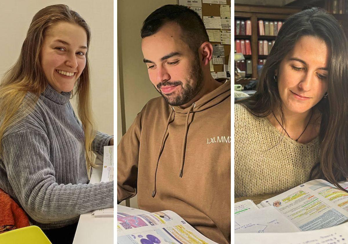 Belén Quintana, Ángel González y María Sasía, en sus hábitats de estudio.