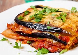 Lasaña con berenjenas.