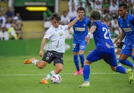 Yeray, durante el partido ante el Amorebieta.